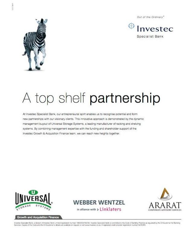 Investec Partnership With Universal Storage Systems